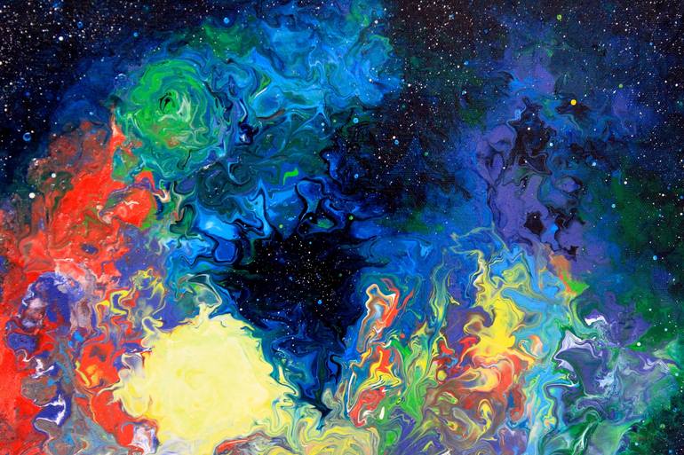 Original Magical Realism Outer Space Painting by Tui Sada