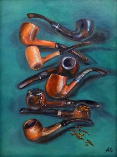 Still life with vintage pipes thumb