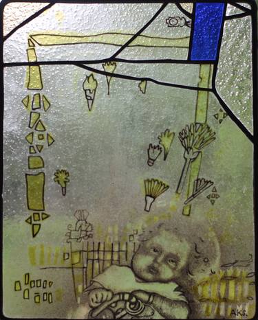 Angel of flowers - stained glass thumb