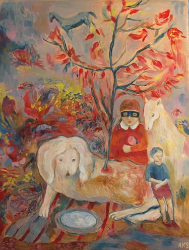 Print of Surrealism Children Paintings by Aurelija Kairyte-Smolianskiene