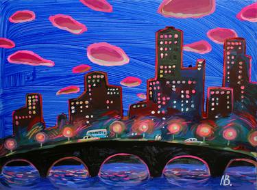 Original Abstract Architecture Painting by Natalia Bessonova
