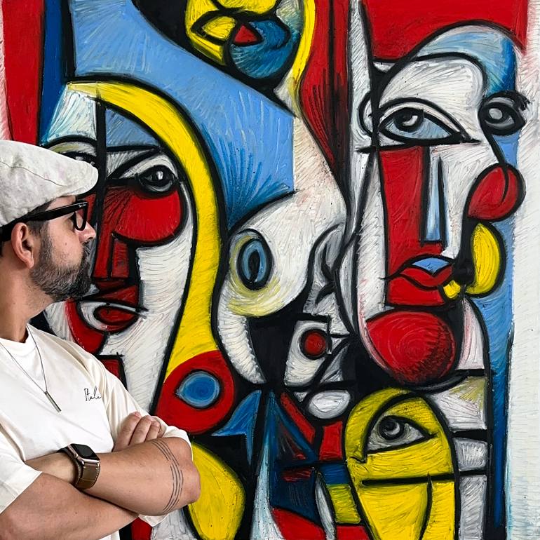 Original Abstract People Painting by Mario Henrique