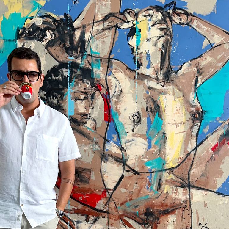Original Expressionism People Painting by Mario Henrique