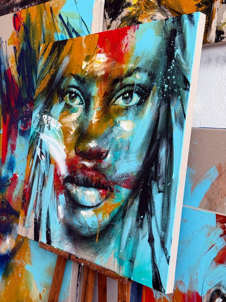 Original Expressionism Portrait Painting by Mario Henrique