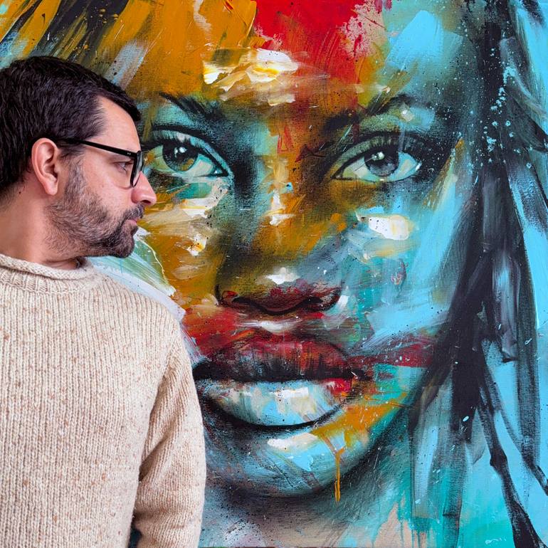 Original Expressionism Portrait Painting by Mario Henrique