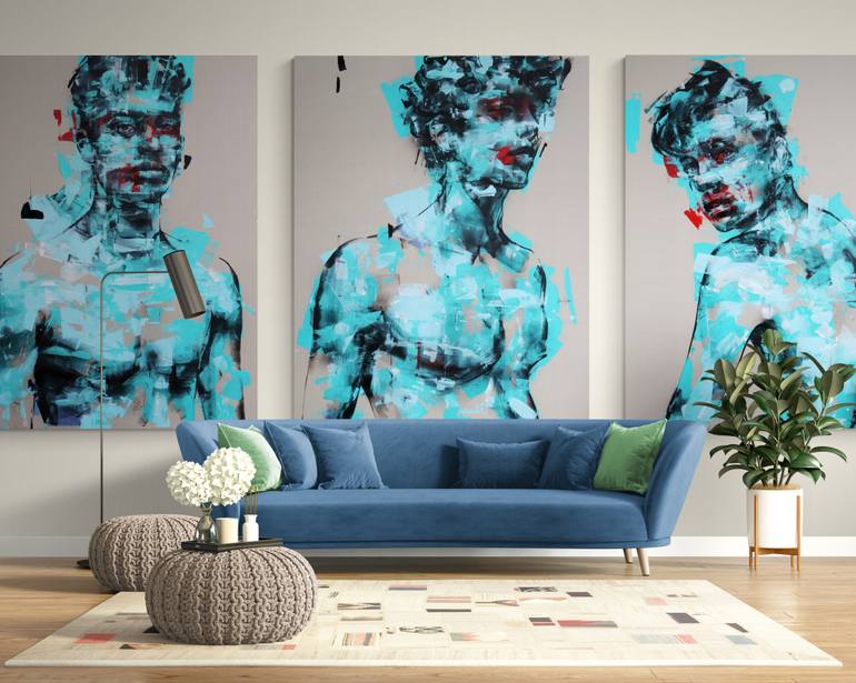 Original Abstract Expressionism People Painting by Mario Henrique