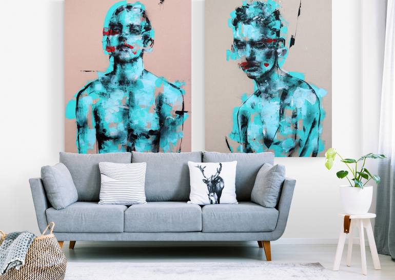 Original Expressionism People Painting by Mario Henrique