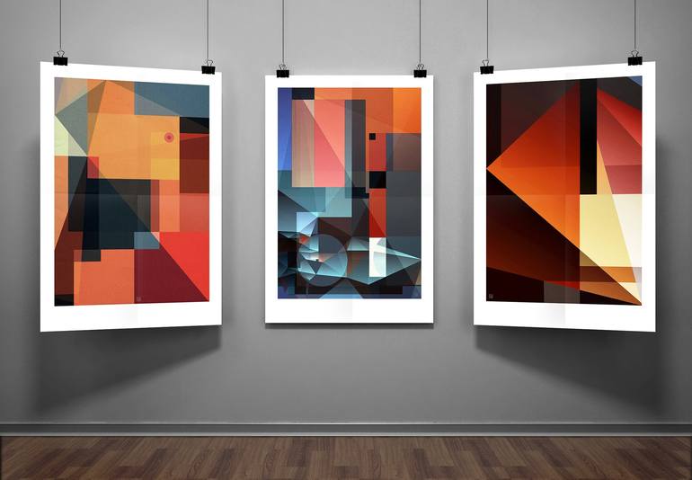 Original Abstract, Art Deco, Cubism, Bauhaus, Illustration Geometric Digital by JACEK TOFIL