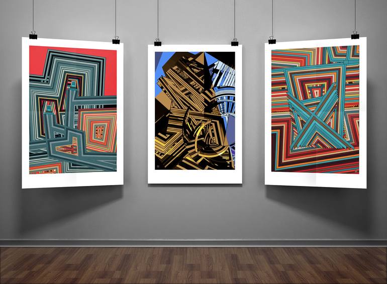 Original Abstract Expressionism Geometric Digital by Jacek Tofil