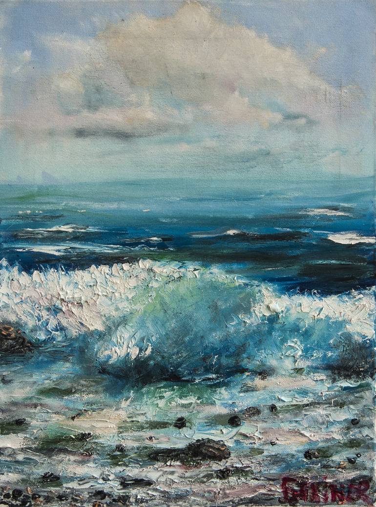 Original Impressionism Seascape Painting by Leo Baxiner