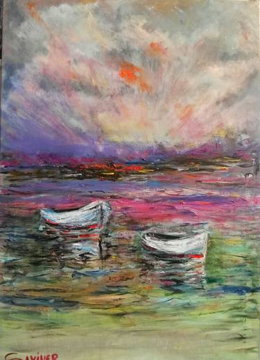 Original Expressionism Boat Paintings by Leo Baxiner