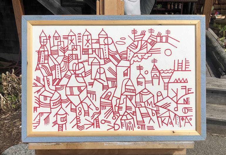 Original Abstract Landscape Drawing by Mike Biskup