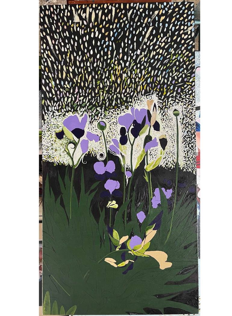 Original Art Deco Garden Painting by Amy Roberts
