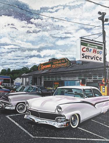 Original Fine Art Automobile Paintings by Amy Roberts