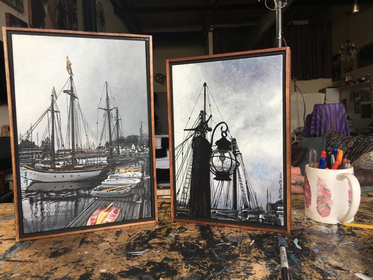 Original Photorealism Ship Painting by Amy Roberts