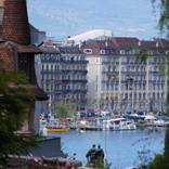 Pier in the Geneva City from the Old City point of view by Romuald Reber