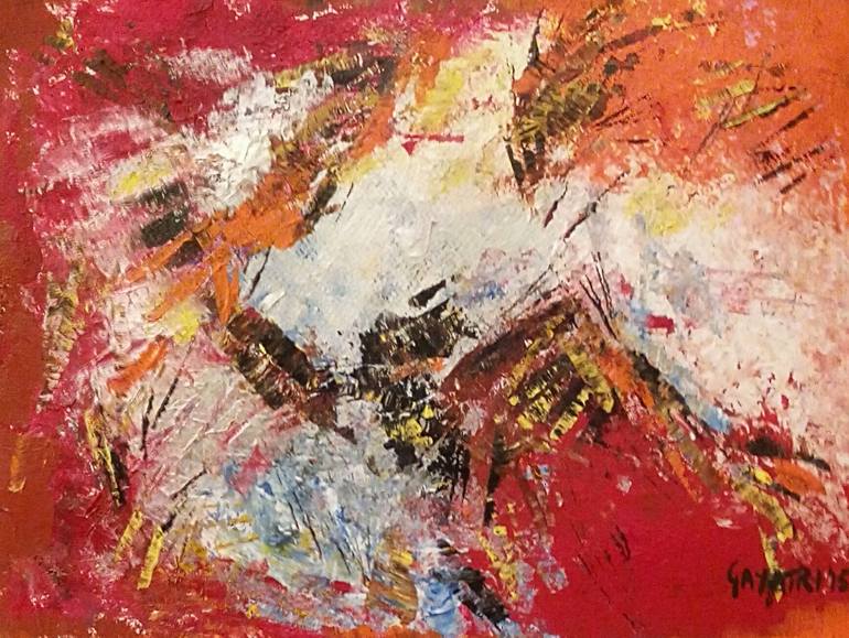 Abstract In Red Orange And White Painting By Gayatri Manchanda 