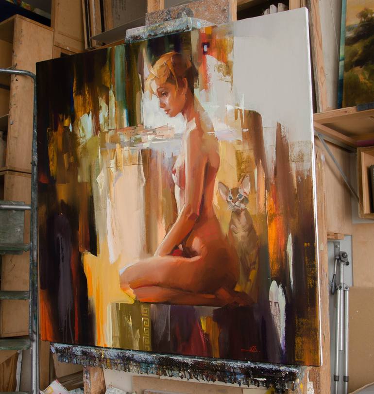 Original Expressionism Erotic Painting by Vasyl Khodakivskyi