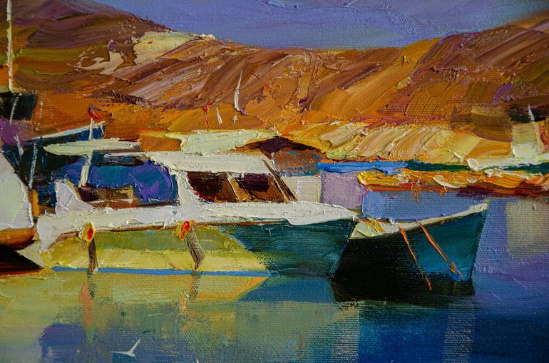 Original Boat Painting by Vasyl Khodakivskyi