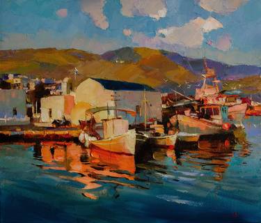 Original Expressionism Boat Paintings by Vasyl Khodakivskyi