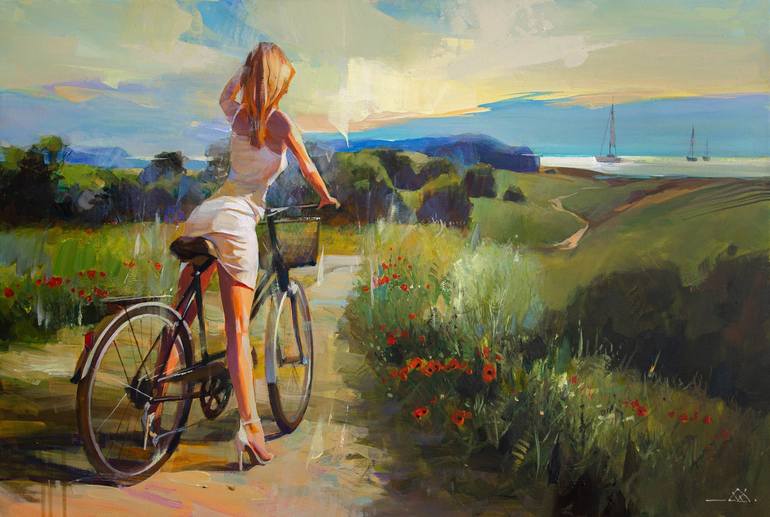 Print of Expressionism Bicycle Painting by Vasyl Khodakivskyi