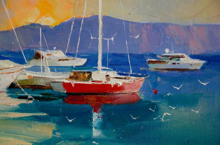 Original Expressionism Boat Painting by Vasyl Khodakivskyi