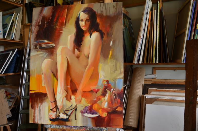 Original Figurative Nude Painting by Vasyl Khodakivskyi