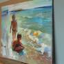 This is one of my old forgotten works. I decided to update this canvas. And here is the result.
Children, sea, joy. I recall my childhood and those impressions of meeting with this immense expanse and warm sea.
This is a traditional technique of oil painting on canvas.
Signed with the initials on the front, and signed & dated on the reverse.
Materials used: oil,canvas