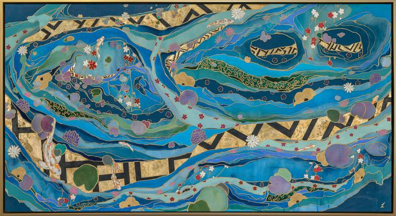 Original Art Deco Abstract Painting by Thien Nguyen