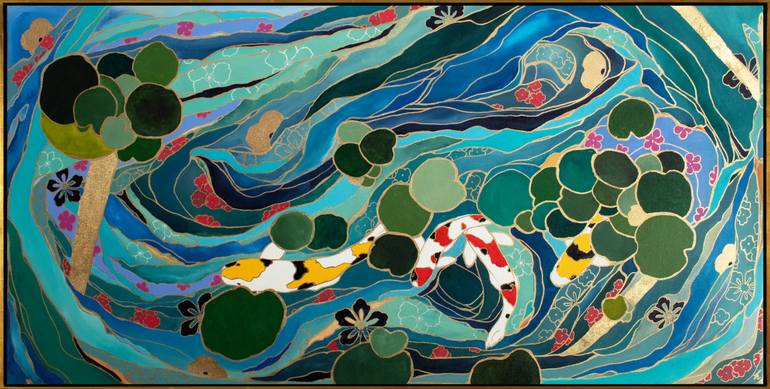 Original Art Deco Abstract Painting by Thien Nguyen