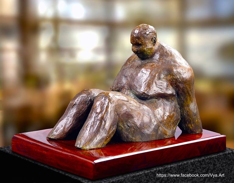 Cooling Off (Fat Old Man Sitting in Water sculpture statue statuette