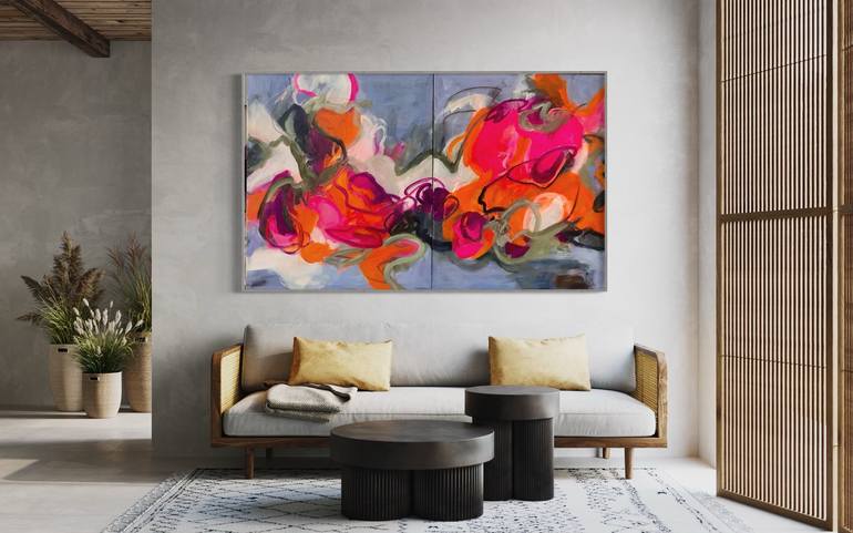 Original Modern Floral Painting by B Midnight