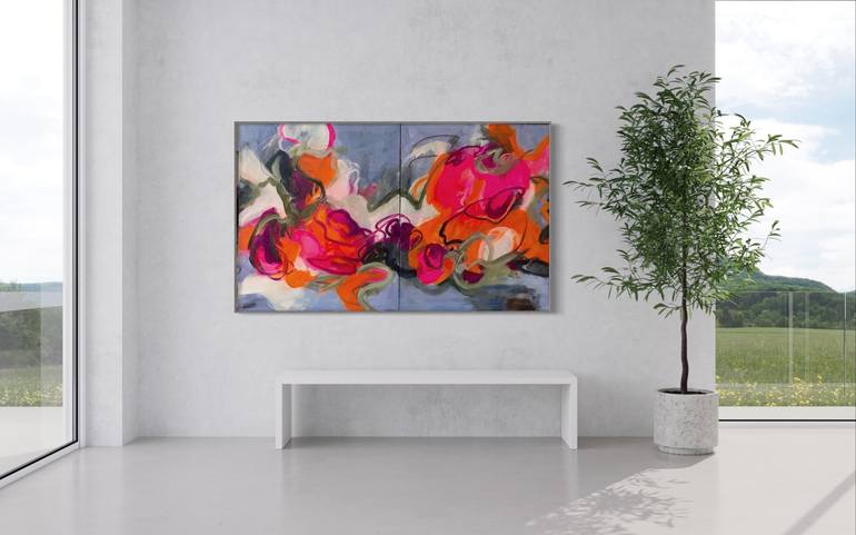 Original Modern Floral Painting by B Midnight