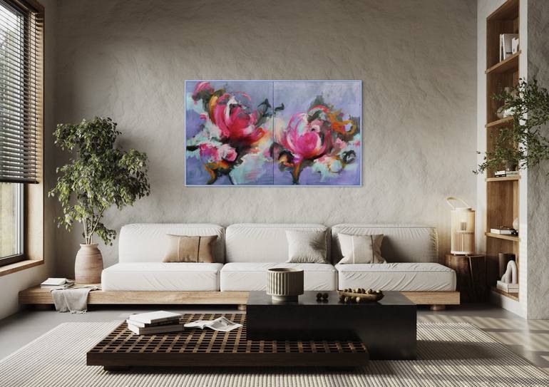 Original Modern Floral Painting by B Midnight
