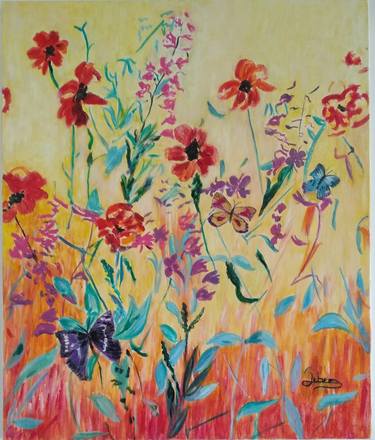 Original Art Deco Floral Paintings by Isabelle Lucas