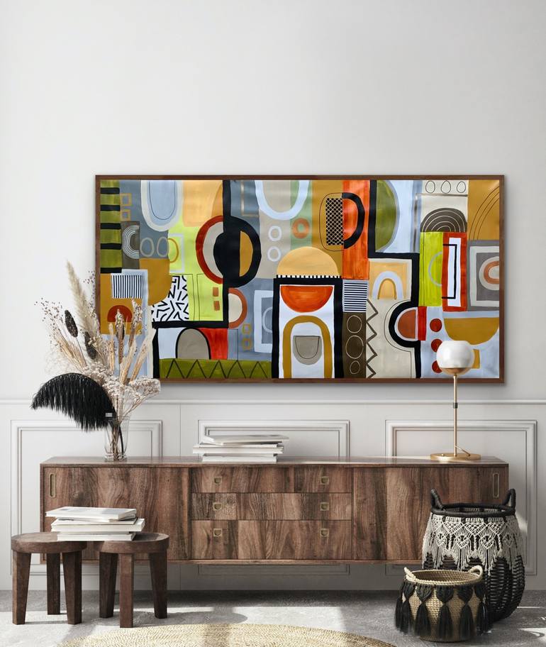 Original Abstract Geometric Painting by Rashna Hackett