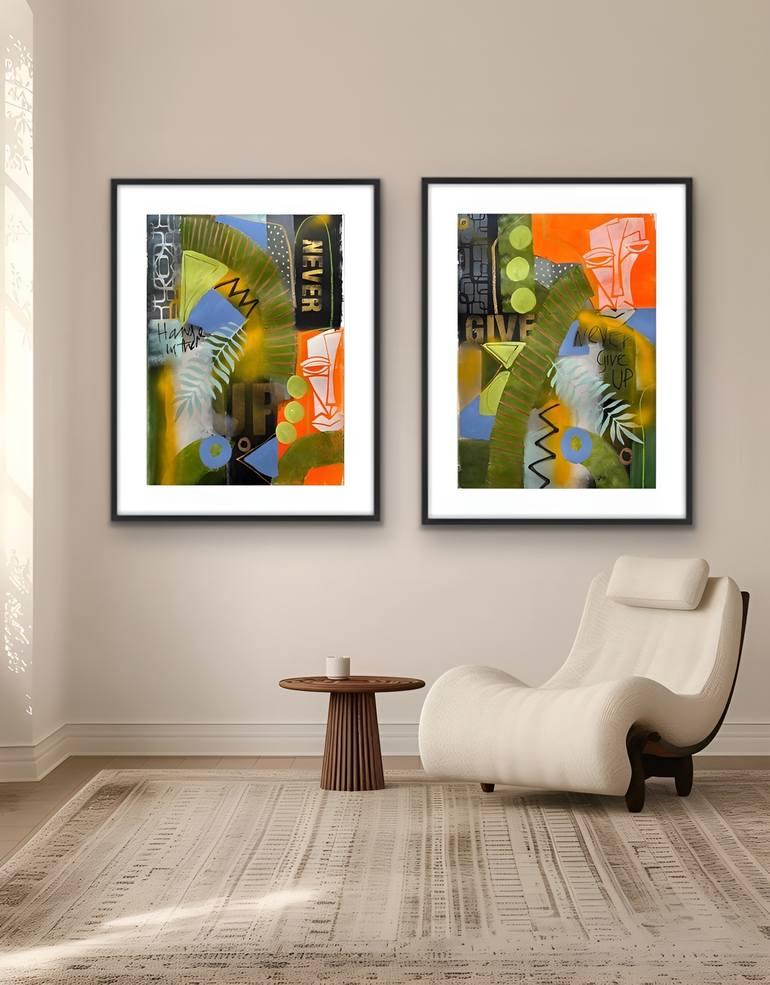 Original Abstract Painting by Rashna Hackett | Abstract Art on Paper | Never Give Up (Diptych)