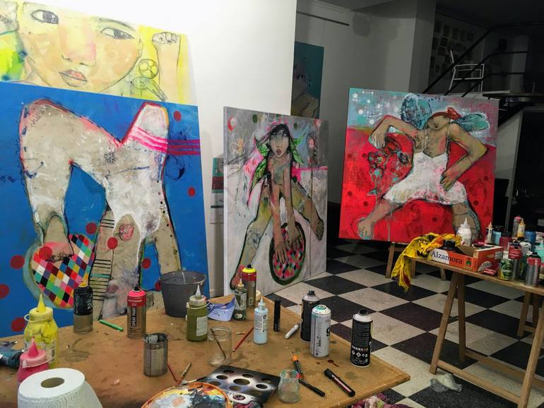 Original Expressionism Women Painting by Empar Boix