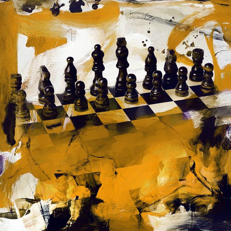 Colored Chess King Piece on Chessboard Canvas Print for Sale by