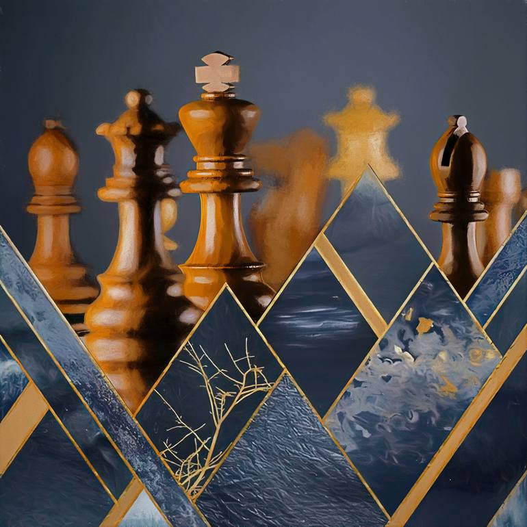 Wooden King on Chess Board Game Fantasy Pieces Photo Wallpaper