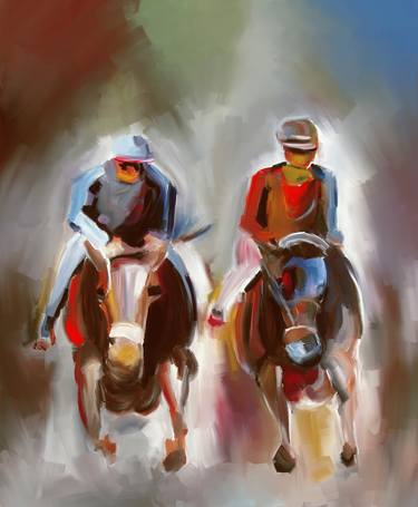 Tent pegging charcoal Painting by Gull G - Pixels