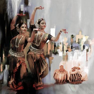Two females dancing kathak on Tabla thumb