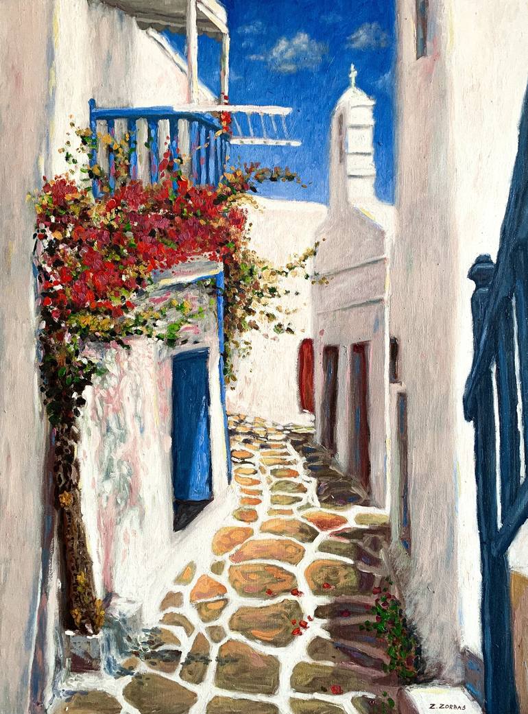 Mykonos Town Greece Painting By Zachary Zorbas Saatchi Art   8548819 PUVCUYDD 7 