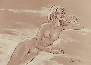 Original Figurative Nude Drawings by Natalia Browarnik