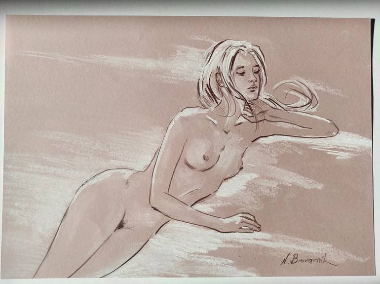 Original Nude Drawing by Natalia Browarnik
