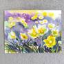 Watercolor yellow flowers. Size - 15x20 cm.