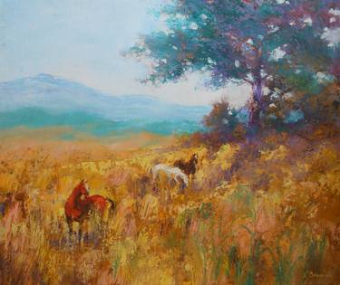 Original Fine Art Horse Paintings by Natalia Browarnik
