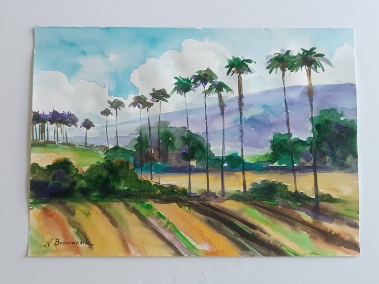 Original Modernism Landscape Painting by Natalia Browarnik