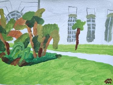 Original Abstract Expressionism Landscape Painting by Maria Magenta