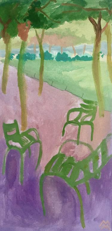 Original Expressionism Garden Painting by Maria Magenta